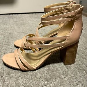 Tan heel shoes. Size 10. Zipper in the heel.